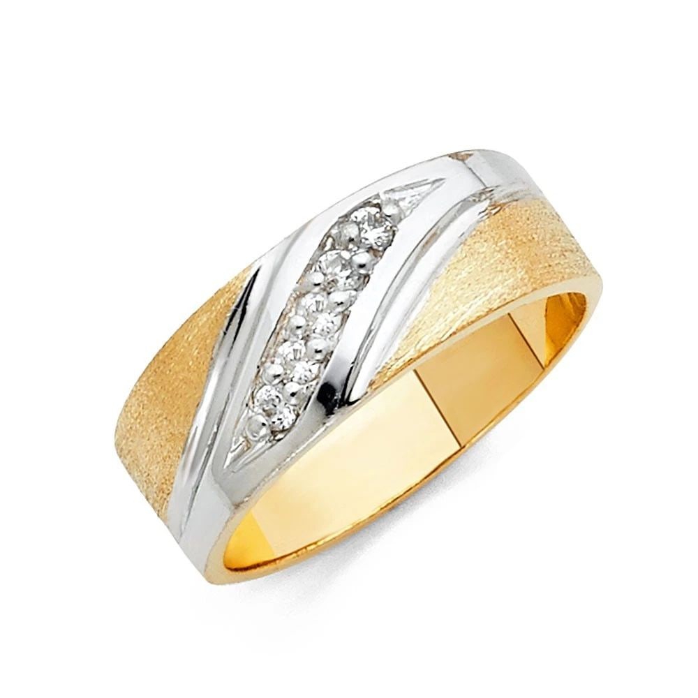 NEW 14K TWO TONE GOLD MEN'S WEDDING BAND - SIZE 10 (1 of 2)