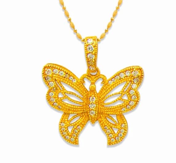 NEW 14K YELLOW GOLD BUTTERFLY PENDANT (1 of 2)
