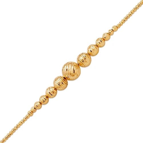 NEW 14K YELLOW GOLD GRADUATED DC DISCO BEAD BRACELET (1 of 2)