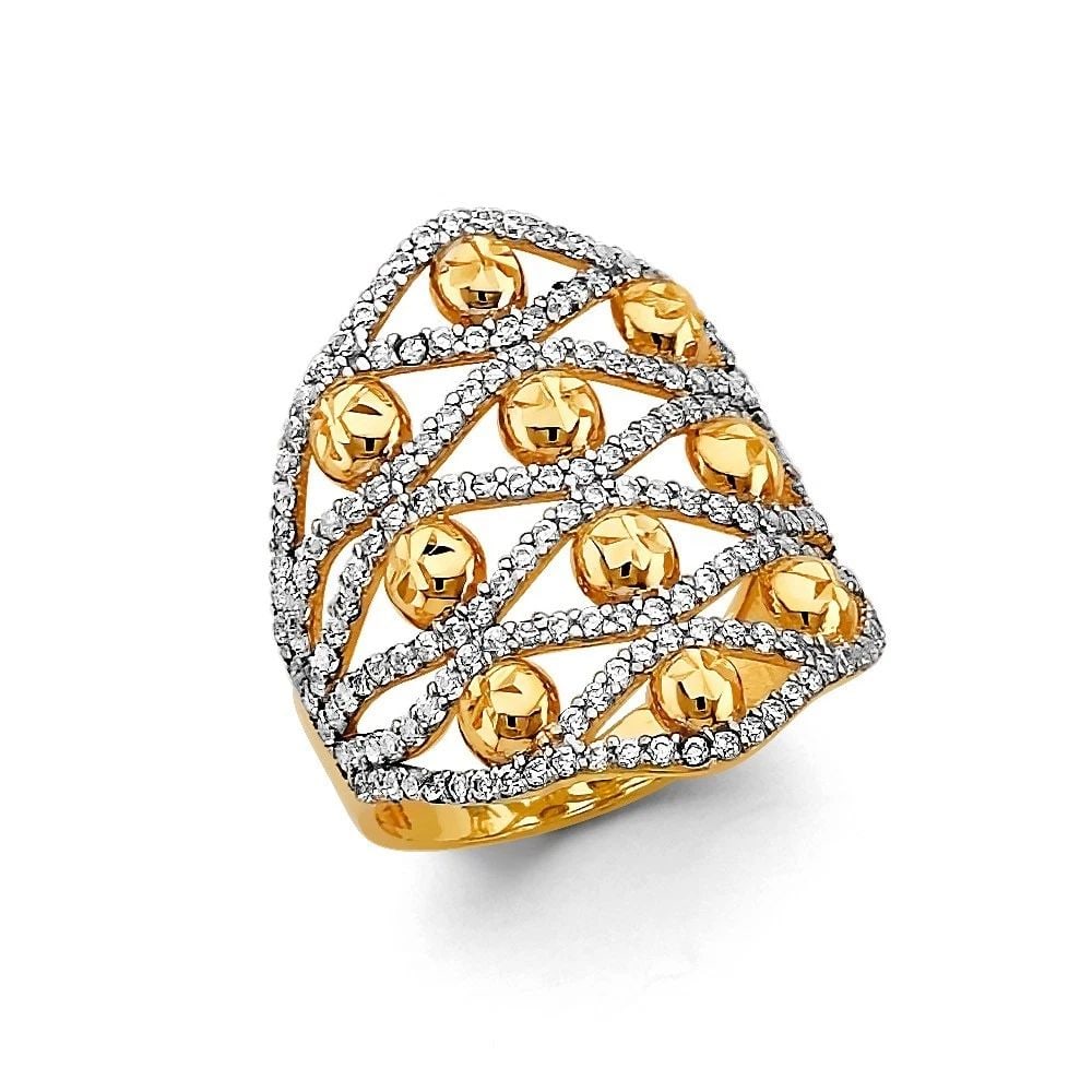 NEW 14K TWO TONE GOLD FANCY LADIES RING - SIZE 7 (1 of 2)