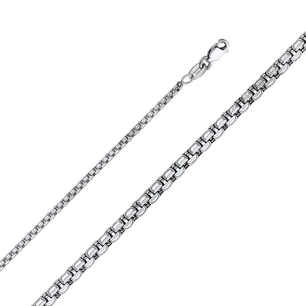 NEW 14K WHITE GOLD HOLLOW HALF ROUND BOX 036X100 CHAIN (1 of 2)