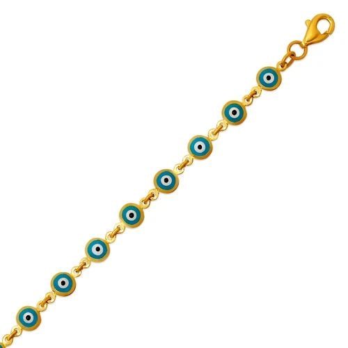 NEW 14K YELLOW GOLD EVIL EYE BRACELET (1 of 2)