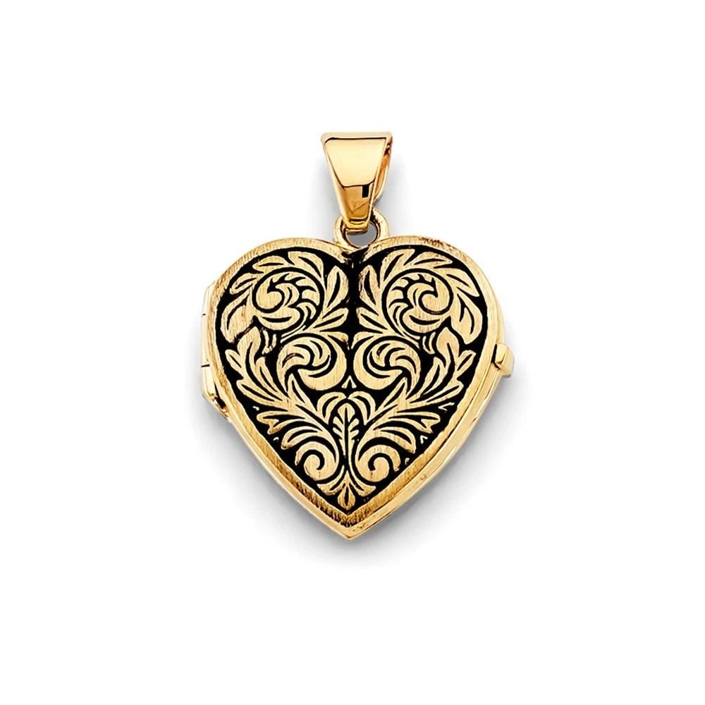 NEW 14K YELLOW GOLD HEART LOCKET PENDANT (1 of 2)