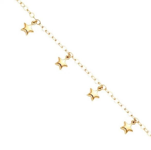 NEW 14K YELLOW GOLD HANGING STAR ANKLET (1 of 2)
