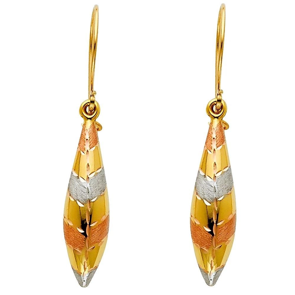 NEW 14K TRI COLOR GOLD HEART LEVER BACK EARRINGS WITH HAWAIIAN FLOWER: NEW 14K TRI COLOR GOLD HEART LEVER BACK EARRINGS WITH HAWAIIAN FLOWER HEART LEVER BACK EARRINGS WITH HAWAIIAN FLOWER NEW 14K TRI COLOR GOLD HEIGHT - 35 mm WIDTH - 12 mm Apx WEIGHT - 3.5 g