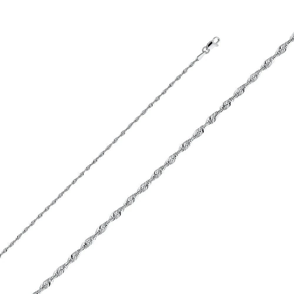 NEW 14K WHITE GOLD 1.9MM SOLID EXTRA LIGHT DC ROPE CHAIN (1 of 2)