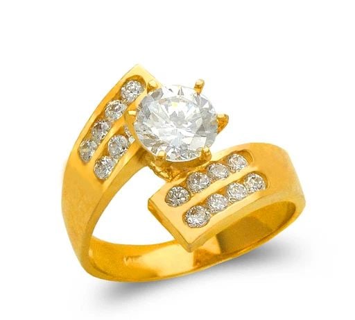 NEW 14K YELLOW GOLD LADIES FASHION SOLITAIRE RING: NEW 14K YELLOW GOLD LADIES FASHION SOLITAIRE RING LADIES FASHION SOLITAIRE RING NEW 14K YELLOW GOLD Apx. SIZE: 14mm Apx. WEIGHT: 4.6g