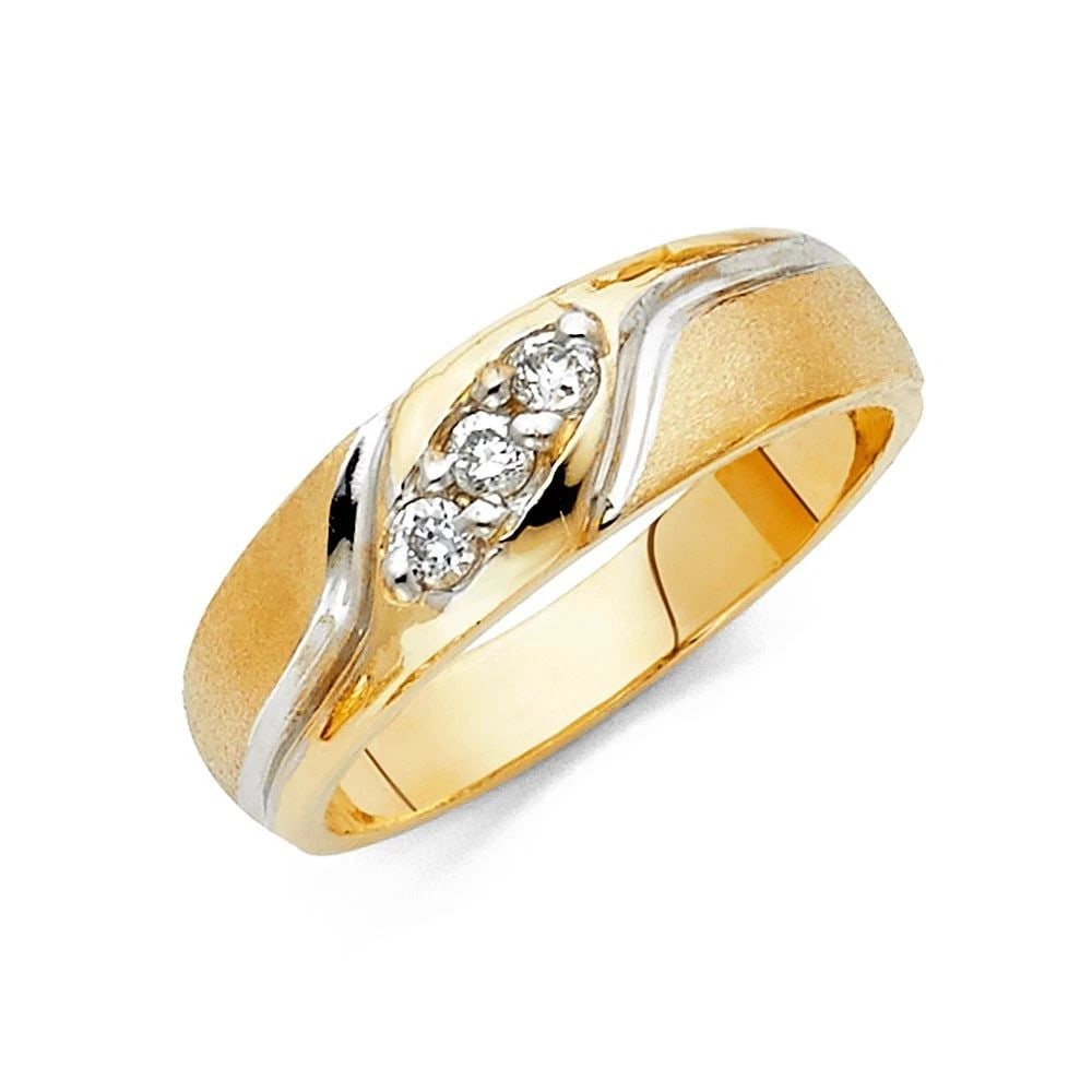 NEW 14K TWO TONE GOLD MEN'S WEDDING BAND - SIZE 10 (1 of 2)