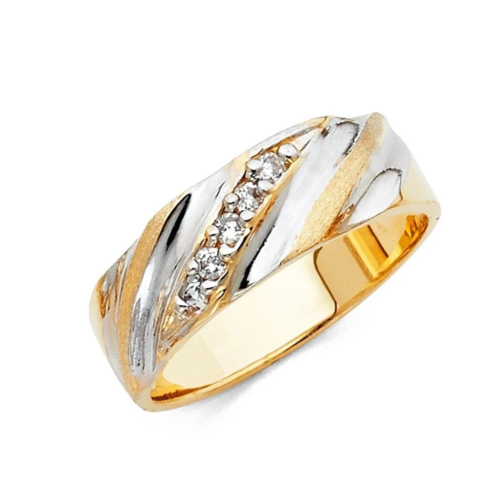 NEW 14K TWO TONE GOLD MEN'S WEDDING BAND - SIZE 10 (1 of 2)