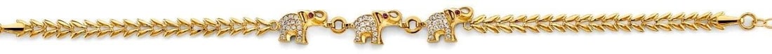 NEW 14K YELLOW GOLD ELEPHANT BRACELET (1 of 2)