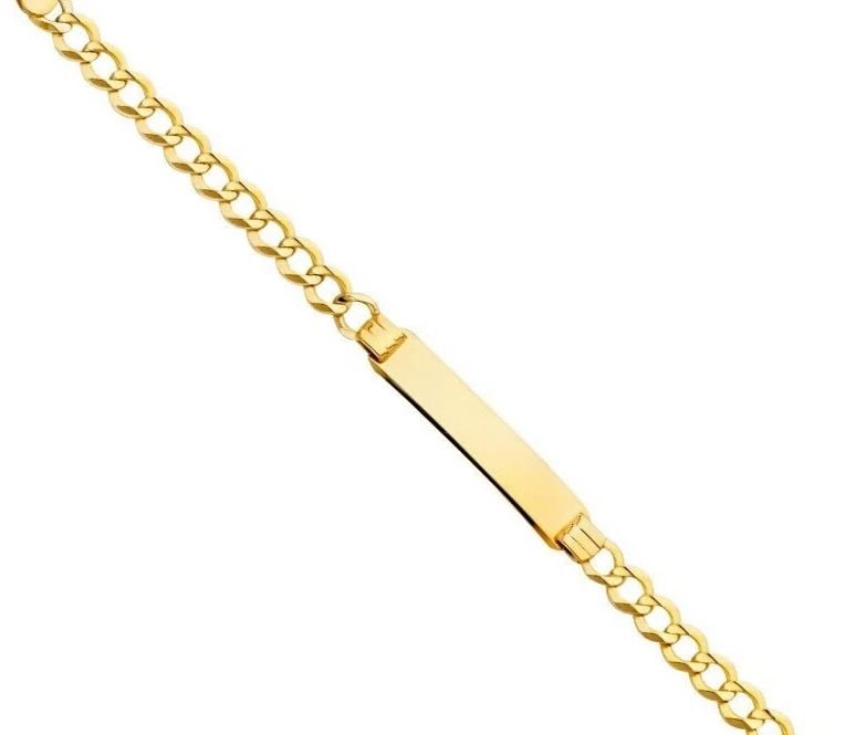 NEW 14K YELLOW GOLD CURB BABY ID BRACELET: 14K YELLOW GOLD CUBAN 120 BABY ID BRACELET CUBAN BABY ID BRACELET NEW 14K YELLOW GOLD LENGTH - 6in Apx WEIGHT - 4.5g