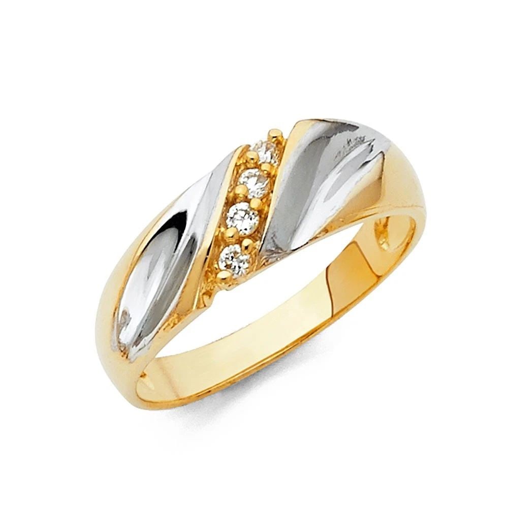 NEW 14K TWO TONE GOLD MEN'S WEDDING BAND - SIZE 10 (1 of 2)
