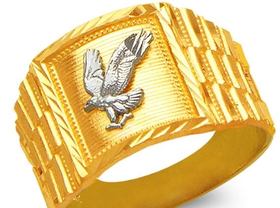 NEW 14K TWO TONE GOLD MEN'S EAGLE RING (1 of 2)