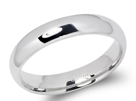NEW 14K WHITE GOLD 4MM PLAIN WHITE WEDDING BAND (1 of 2)
