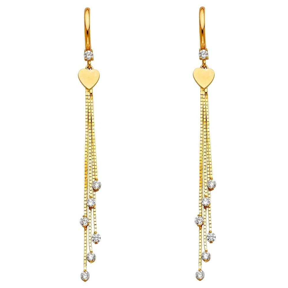 NEW 14K YELLOW GOLD DANGLE HUGGIES EARRINGS (1 of 2)