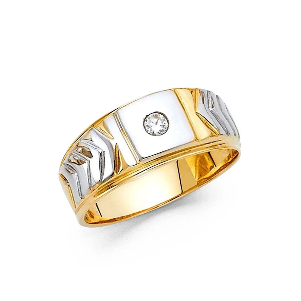 NEW 14K TWO TONE GOLD MEN'S RING - SIZE 10: NEW 14K TWO TONE GOLD MEN'S RING MEN'S RING NEW 14K TWO TONE GOLD WIDTH : 8 mm WEIGHT : 4.4g