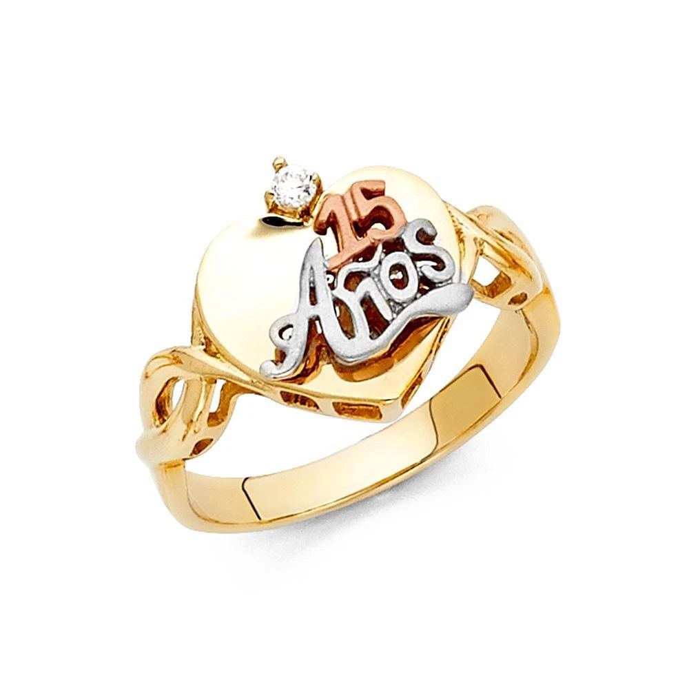 NEW 14K TRI COLOR GOLD 15 YEARS RING (1 of 2)