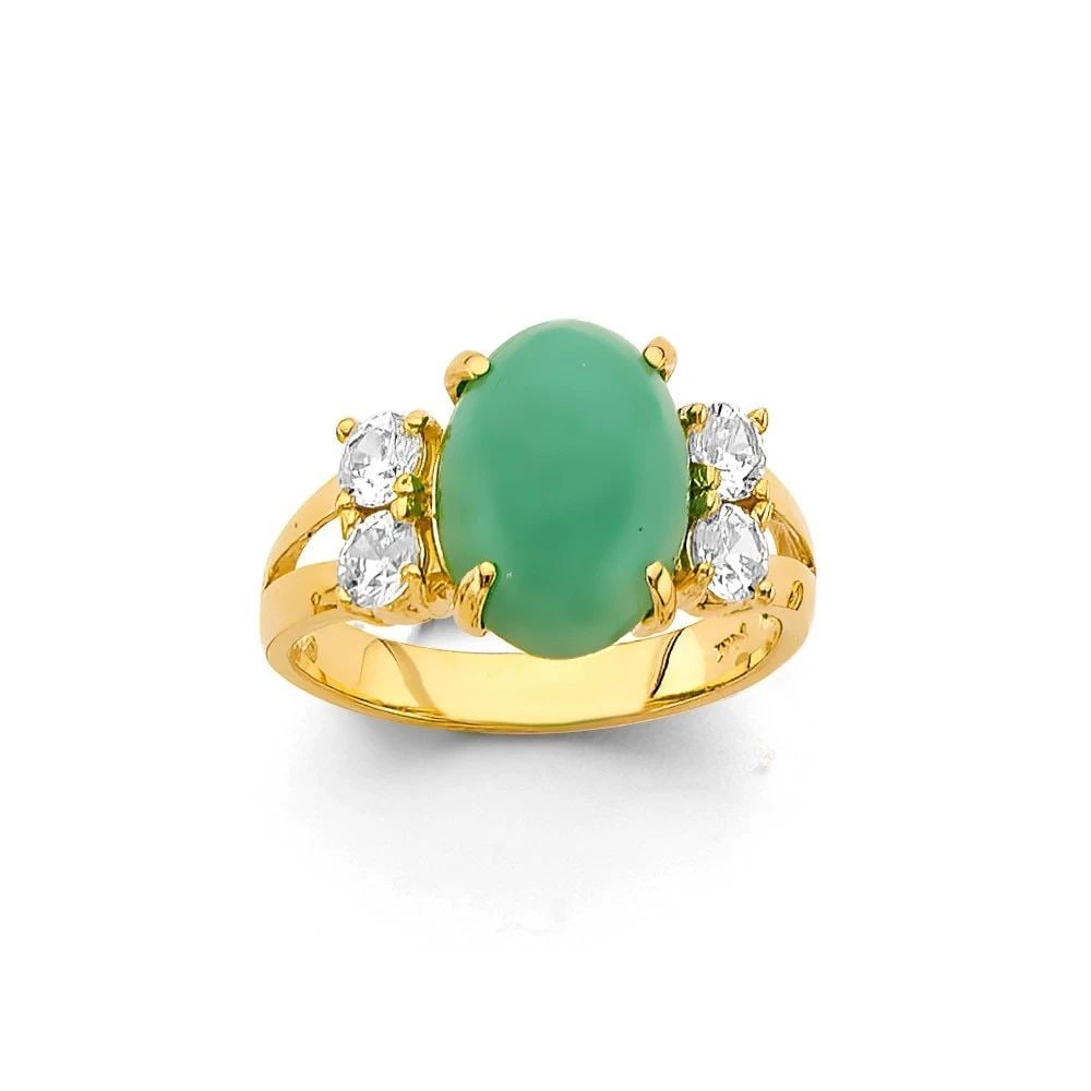 NEW 14K YELLOW GOLD JADE RING/SET (1 of 2)