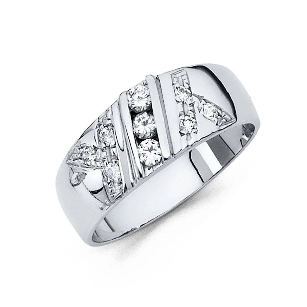 NEW 14K WHITE GOLD MEN'S WEDDING BAND - SIZE 10: NEW 14K WHITE GOLD MEN'S WEDDING BAND MEN'S WEDDING BAND NEW 14K WHITE GOLD WIDTH : 8 mm WEIGHT : 4.3g