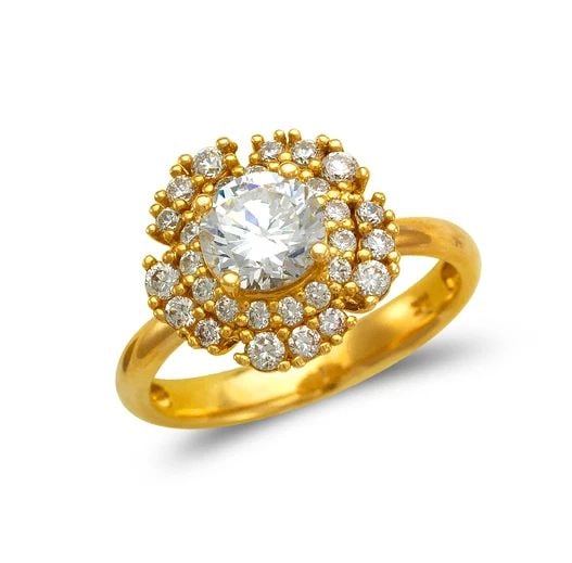 NEW 14K YELLOW GOLD LADIES FANCY FLOWER SOLITAIRE RING: NEW 14K YELLOW GOLD LADIES FANCY FLOWER SOLITAIRE RING LADIES FANCY FLOWER SOLITAIRE RING NEW 14K YELLOW GOLD Apx. SIZE: 13mm Apx. WEIGHT: 4.3g