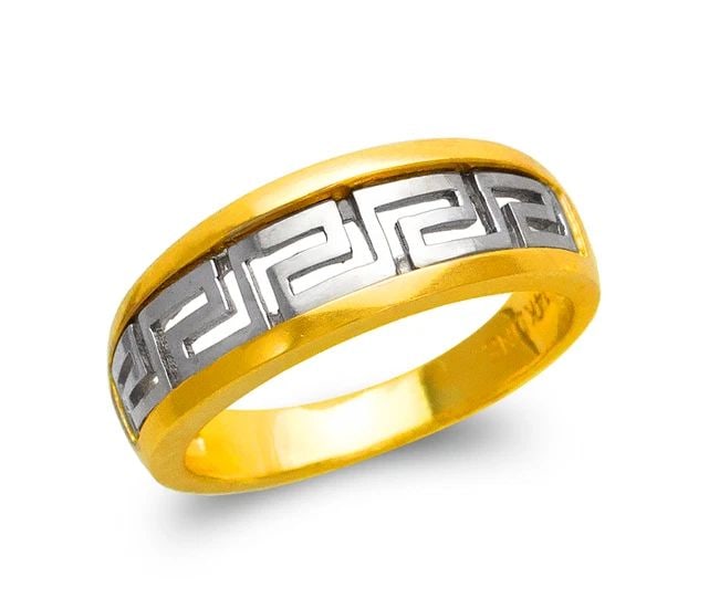 NEW 14K TWO TONE GOLD LADIES GREEK KEY DESIGN RING (1 of 2)