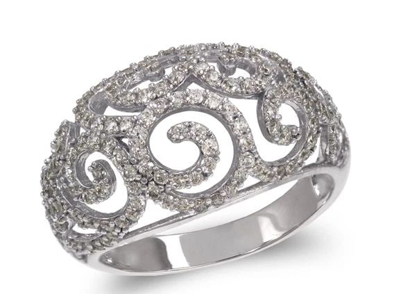 NEW 14K WHITE GOLD LADIES FANCY WHITE RING (1 of 2)