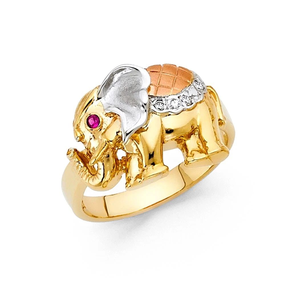 NEW 14K TRI COLOR GOLD FANCY ELEPHANT RING - SIZE 10 (1 of 2)