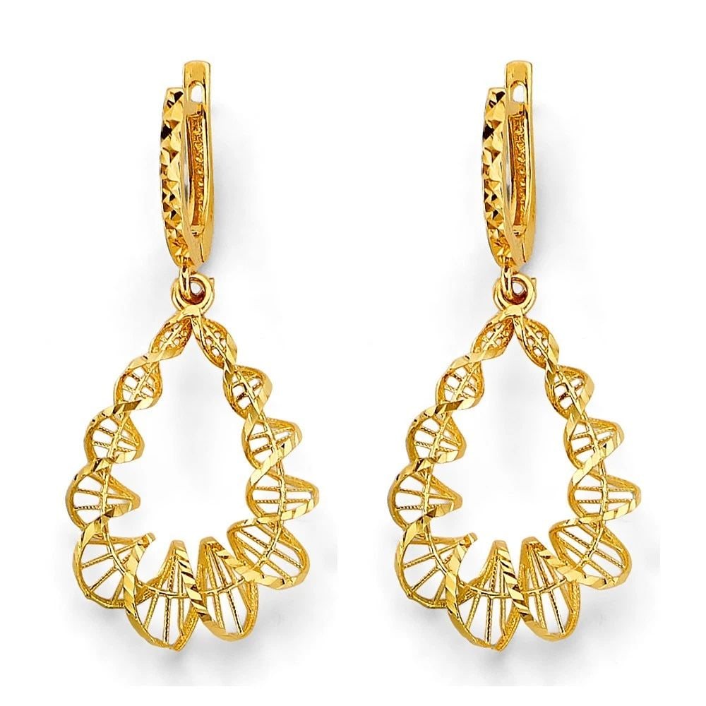 NEW 14K YELLOW GOLD FANCY HANGING TWIST EARRINGS: NEW 14K YELLOW GOLD FANCY HANGING TWIST EARRINGS FANCY HANGING TWIST EARRINGS NEW 14K YELLOW GOLD HEIGHT - 40 mm WIDTH - 20 mm Apx WEIGHT - 3.3 g