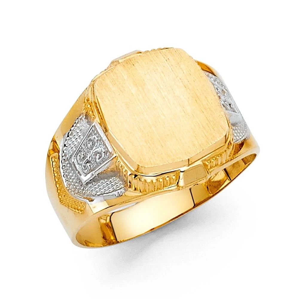 NEW 14K TWO TONE GOLD MEN'S RING - SIZE 10: NEW 14K TWO TONE GOLD MEN'S RING MEN'S RING NEW 14K TWO TONE GOLD WIDTH : 16 mm WEIGHT : 4.3g