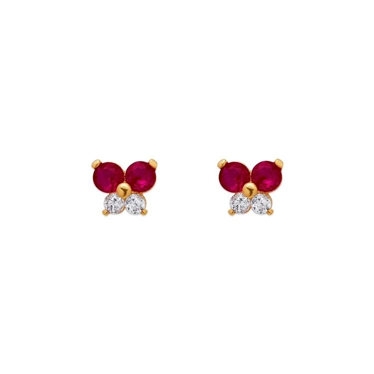 NEW 14K YELLOW GOLD RED BUTTERFLY STUD EARRINGS: NEW 14K YELLOW GOLD RED BUTTERFLY STUD EARRINGS RED BUTTERFLY STUD EARRINGS NEW 14K YELLOW GOLD Width: Approx. 6.5x5mm Apx WEIGHT: 2g