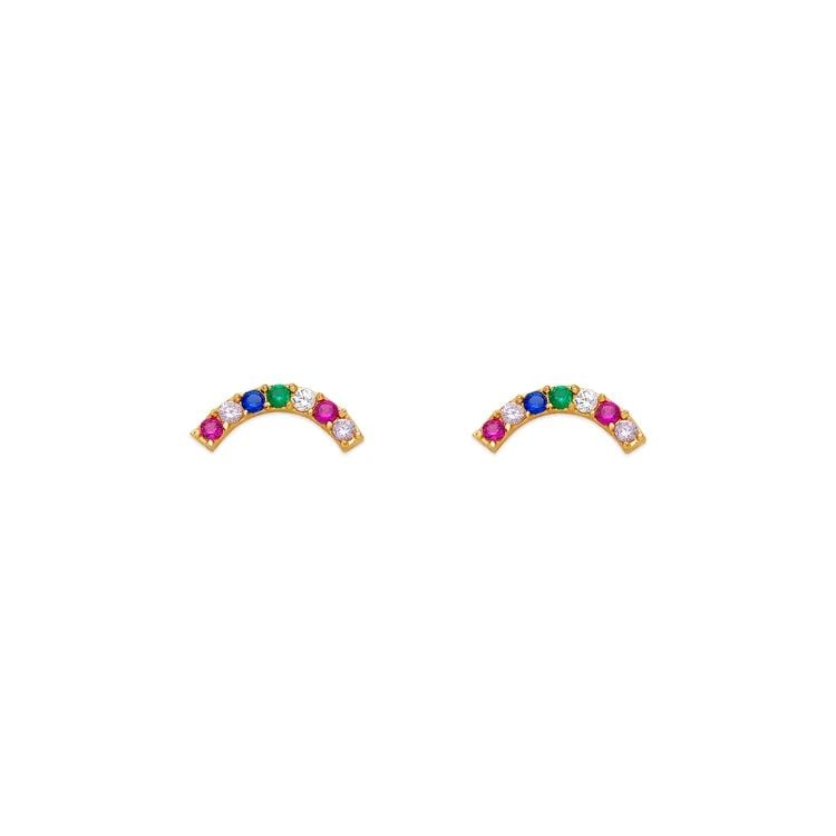 NEW 14K YELLOW GOLD RAINBOW ARC STUD EARRINGS: NEW 14K YELLOW GOLD RAINBOW ARC STUD EARRINGS RAINBOW ARC STUD EARRINGS NEW 14K YELLOW GOLD Width: Approx. 1.5x9mm Apx WEIGHT: 2g