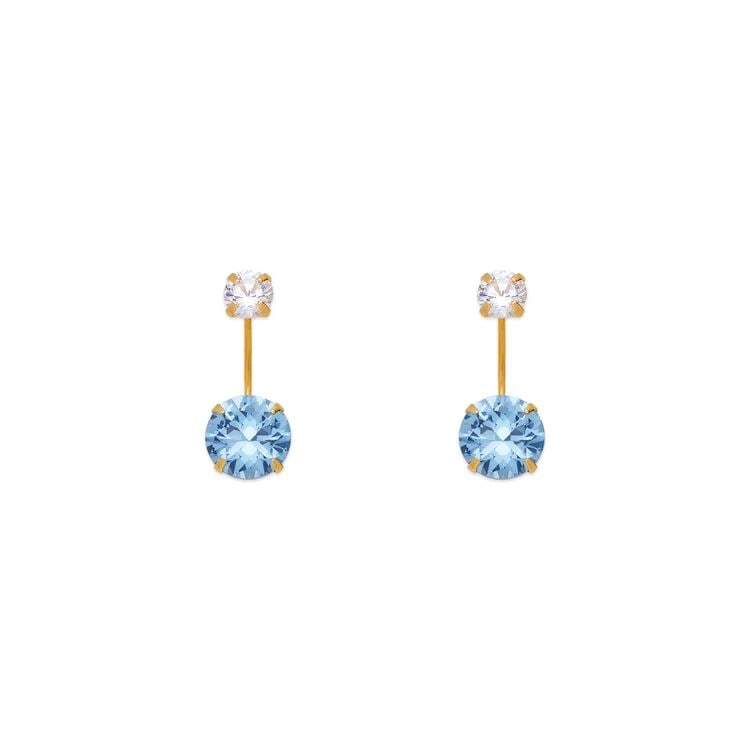 NEW 14K YELLOW GOLD LIGHT BLUE AQUAMARINE TELEPHONE STUD EARRINGS: NEW 14K YELLOW GOLD LIGHT BLUE AQUAMARINE TELEPHONE STUD EARRINGS LIGHT BLUE AQUAMARINE TELEPHONE STUD EARRINGS NEW 14K YELLOW GOLD Width: Approx. 6mm Apx WEIGHT: 2g