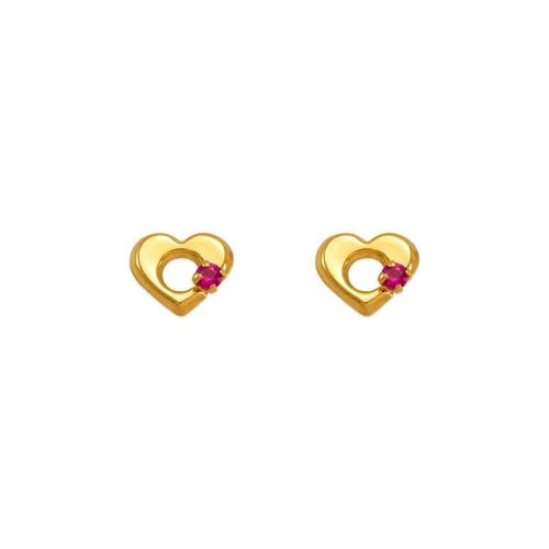 NEW 14K YELLOW GOLD RED HEART STUD EARRINGS: NEW 14K YELLOW GOLD RED HEART STUD EARRINGS RED HEART STUD EARRINGS NEW 14K YELLOW GOLD Width: Approx. 5.5x5mm AVERAGE Apx WEIGHT: 2g