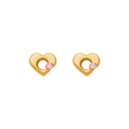 NEW 14K YELLOW GOLD PINK HEART STUD EARRINGS: NEW 14K YELLOW GOLD PINK HEART STUD EARRINGS PINK HEART STUD EARRINGS NEW 14K YELLOW GOLD Width: Approx. 8x7mm AVERAGE Apx WEIGHT: 2g
