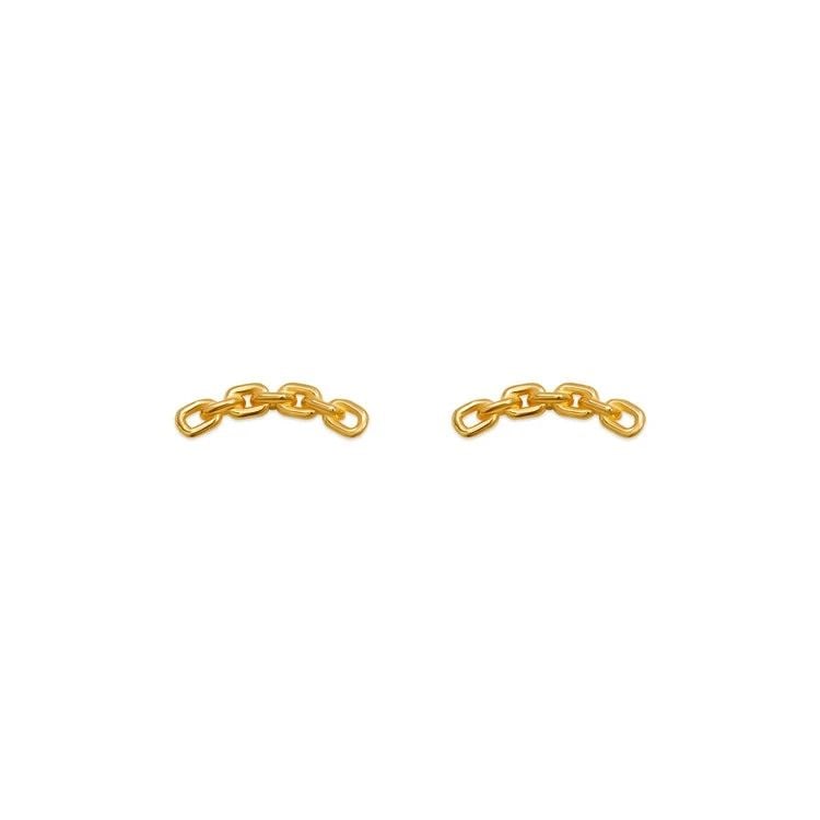 NEW 14K YELLOW GOLD LINKS FLATBACK STUD EARRINGS: NEW 14K YELLOW GOLD LINKS FLATBACK STUD EARRINGS LINKS FLATBACK STUD EARRINGS NEW 14K YELLOW GOLD Width: Approx. 11x3mm Apx WEIGHT: 2g