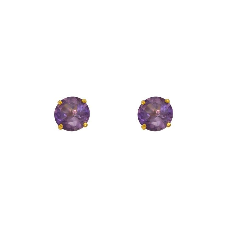 NEW 14K YELLOW GOLD LIGHT PURPLE AMETHYST BIRTHSTONE SCREW BACK STUD EARRINGS (1 of 2)