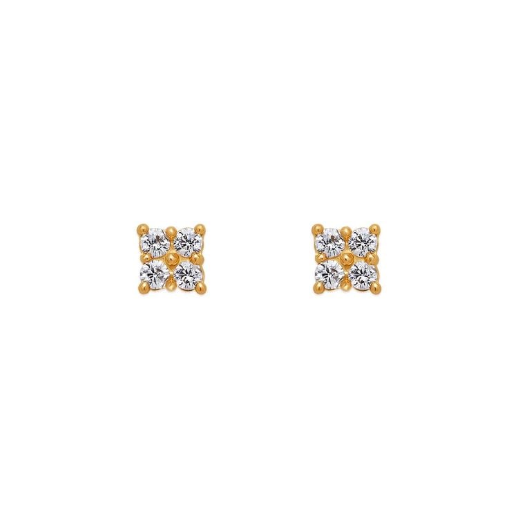 NEW 14K YELLOW GOLD SQUARE STUD EARRINGS (1 of 2)