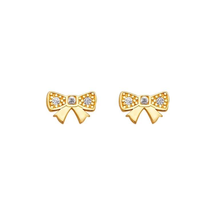 NEW 14K YELLOW GOLD RIBBON PAVE STUD EARRINGS: NEW 14K YELLOW GOLD RIBBON PAVE STUD EARRINGS RIBBON PAVE STUD EARRINGS NEW 14K YELLOW GOLD Width: Approx. 7x5mm Apx WEIGHT: 2g