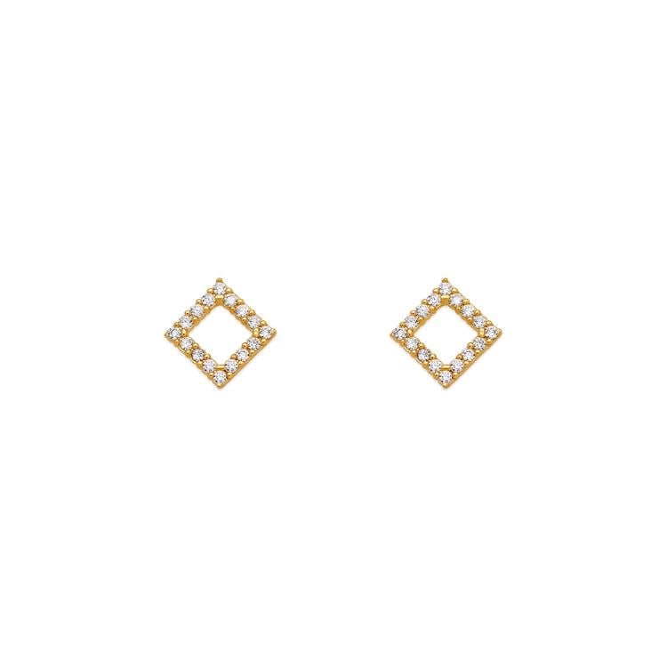 NEW 14K YELLOW GOLD SQUARE PAVE STUD EARRINGS: NEW 14K YELLOW GOLD SQUARE PAVE STUD EARRINGS SQUARE PAVE STUD EARRINGS NEW 14K YELLOW GOLD Width: Approx. 6x6mm Apx WEIGHT: 2g