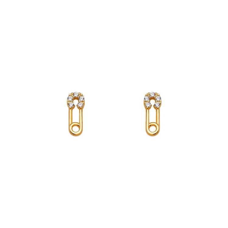 NEW 14K YELLOW GOLD SAFETY PIN STUD EARRINGS: NEW 14K YELLOW GOLD SAFETY PIN STUD EARRINGS SAFETY PIN STUD EARRINGS NEW 14K YELLOW GOLD Width: Approx. 3x8mm Apx WEIGHT: 2g