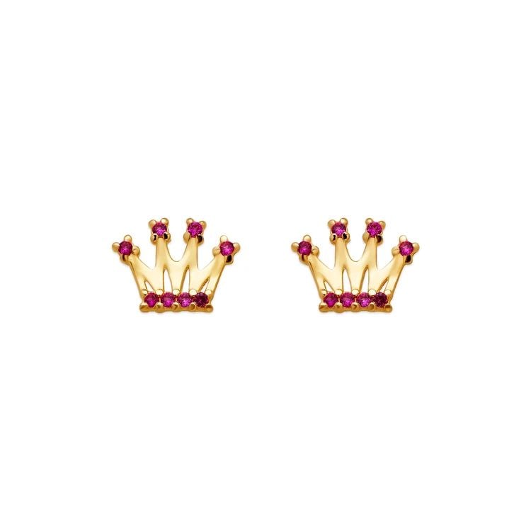 NEW 14K YELLOW GOLD RED TIARA STUD EARRINGS: NEW 14K YELLOW GOLD RED TIARA STUD EARRINGS RED TIARA STUD EARRINGS NEW 14K YELLOW GOLD Width: Approx. 8.5x6.5mm Apx WEIGHT: 2g