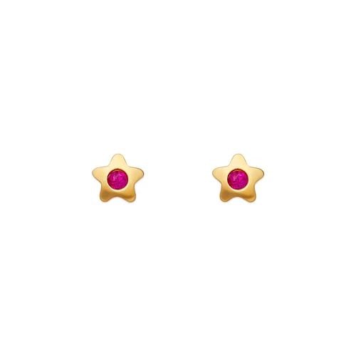 NEW 14K YELLOW GOLD RED HIGH POLISHED STAR STUD EARRINGS (1 of 2)