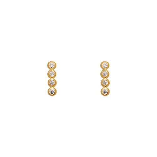 NEW 14K YELLOW GOLD WHITE LINE BEZEL STUD EARRINGS: NEW 14K YELLOW GOLD WHITE LINE BEZEL STUD EARRINGS WHITE LINE BEZEL STUD EARRINGS NEW 14K YELLOW GOLD Width: Approx. 3x10mm AVERAGE Apx WEIGHT: 2g