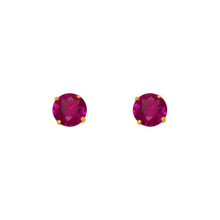 NEW 14K YELLOW GOLD RUBY BIRTHSTONE SCREWBACK STUD EARRINGS (1 of 2)