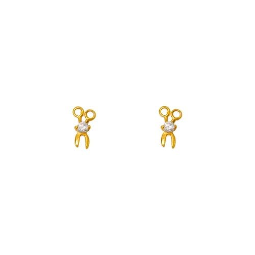 NEW 14K YELLOW GOLD SCISSOR STUD EARRINGS (1 of 2)