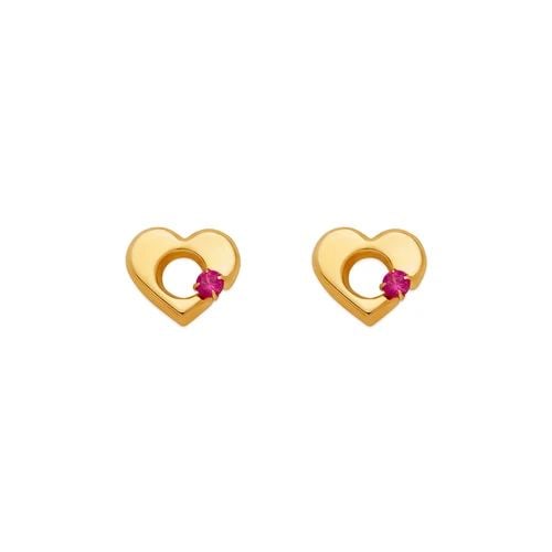 NEW 14K YELLOW GOLD RED HEART STUD EARRINGS: NEW 14K YELLOW GOLD RED HEART STUD EARRINGS RED HEART STUD EARRINGS NEW 14K YELLOW GOLD Width: Approx. 8x7mm AVERAGE Apx WEIGHT: 2g