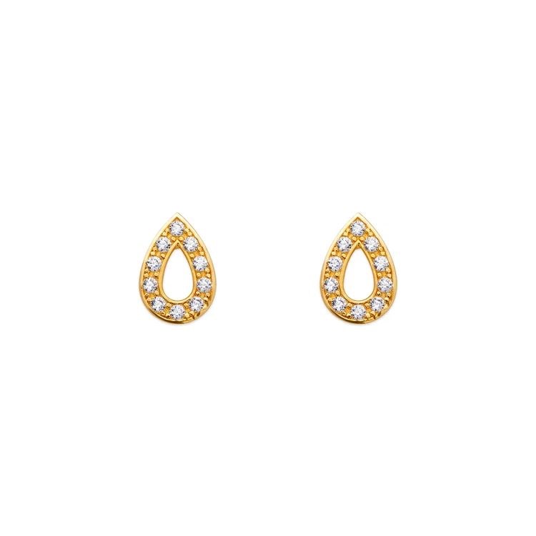 NEW 14K YELLOW GOLD TEARDROP PAVE STUD EARRINGS: NEW 14K YELLOW GOLD TEARDROP PAVE STUD EARRINGS TEARDROP PAVE STUD EARRINGS NEW 14K YELLOW GOLD Width: Approx. 6x9mm Apx WEIGHT: 2g