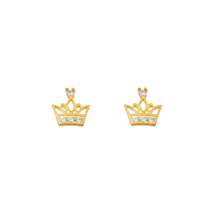 NEW 14K YELLOW GOLD TIARA STUD EARRINGS (1 of 2)