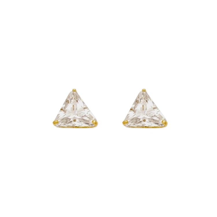 NEW 14K YELLOW GOLD TRIANGLE CUT STUD EARRINGS (1 of 2)