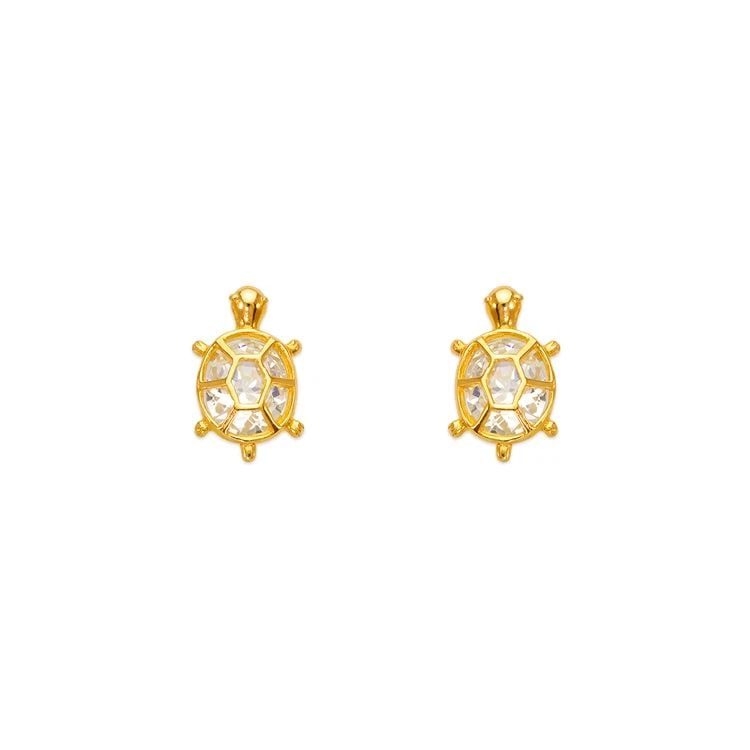 NEW 14K YELLOW GOLD TURTLE STUD EARRINGS (1 of 2)